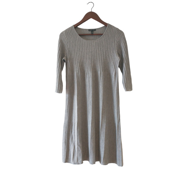 Eileen Fisher Italian Wool Dress Pleats Gray XXS Career Office Lightweight - Picture 1 of 12